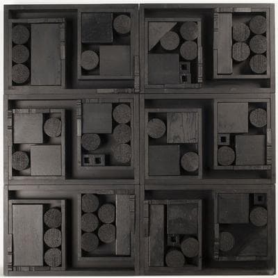 Louise Nevelson's "Diminishing Reflection XXVII," 1965, in bright light. (Courtesy of Davis Museum)