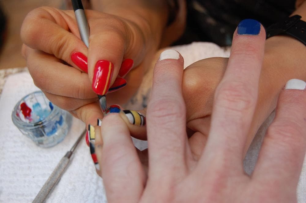 Victoria Shen recreates a Hans Hofmann painting with nail polish. (Greg Cook)