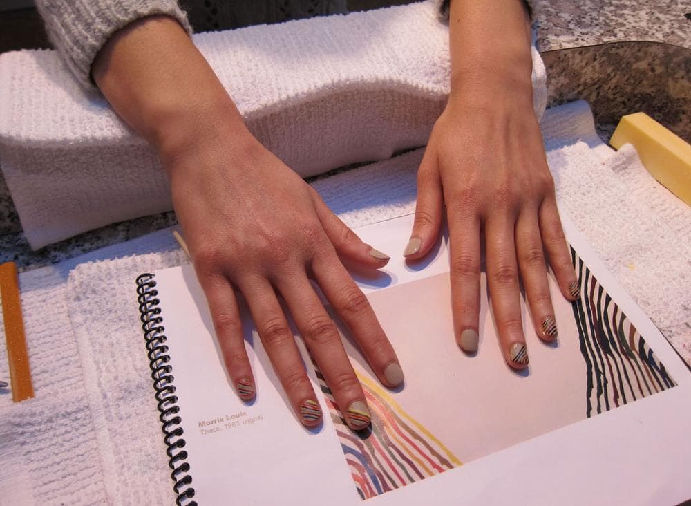 Shen's version of Morris Louis's poured abstractions. (Victoria Shen photo)