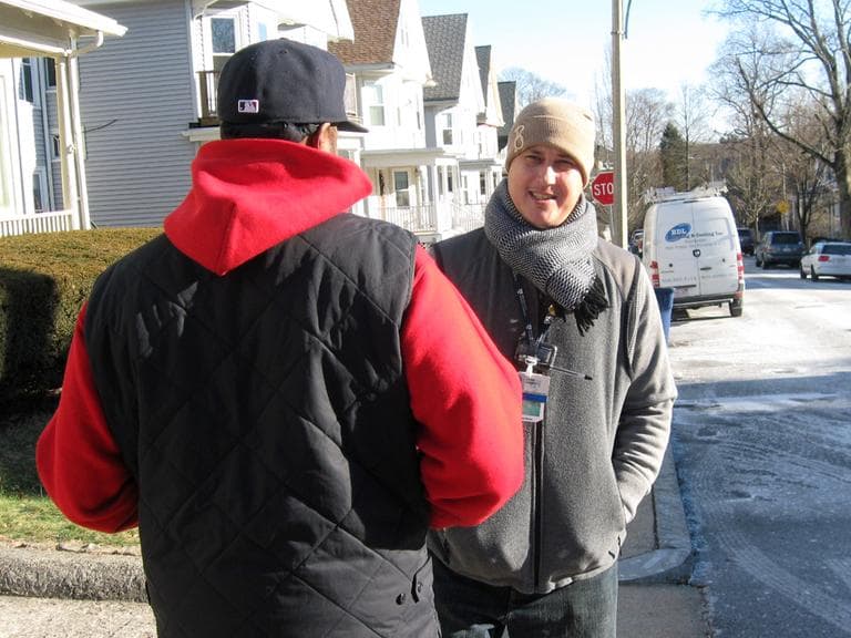 The Brigham's Crump and Rashad, one of his clients who was shot twice just months apart (Lynn Jolicoeur/WBUR)