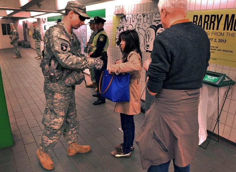 Bag search at MBTA.