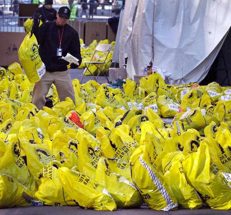 Bags at finish line.