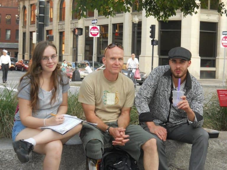 Chris Mehmel, pictured center, with his daughter Rachel and son Matthew (Courtesy)