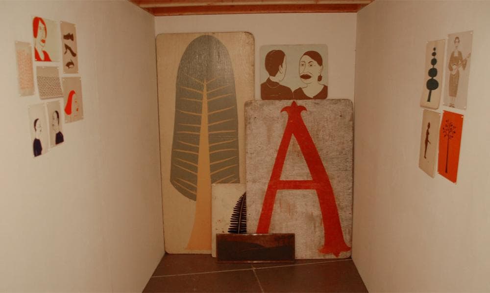 Inside the shack are drawings and paintings by McGee's late wife Margaret Kilgallen. (Greg Cook)