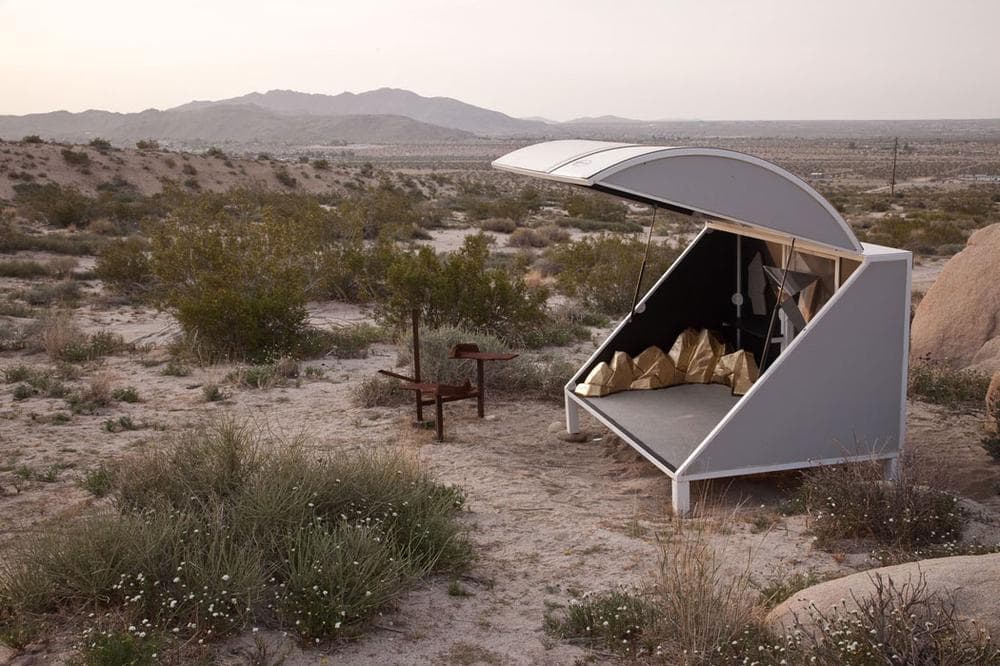 Andrea Zittel's 2003 "A-Z Wagon Station' at "A-Z West," customized by Chuck Moffitt. “The title wagon stations is a play on station wagons, which is the smallest possible space I can imagine being comfortable in," Zittel says. (Jessica Eckert/Courtesy of Andrea Rosen Gallery, copyright Zittel)