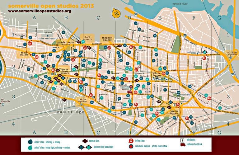 CLICK TO ENLARGE: Somerville Open Studios 2013 map.