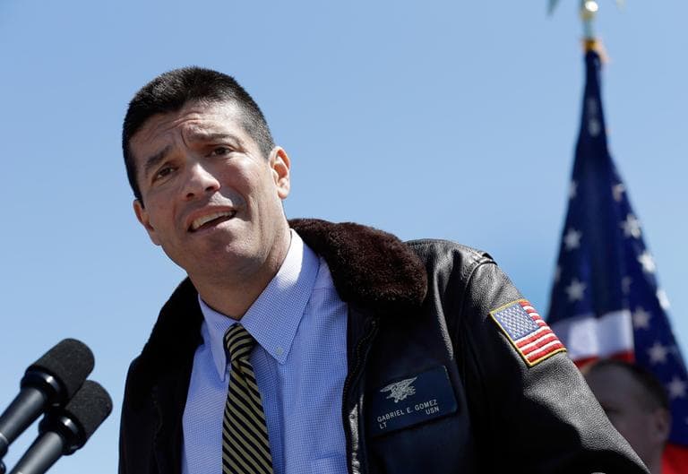 Republican U.S. Senate candidate Gabriel Gomez speaks at an event in South Boston on April 4. (Elise Amendola/AP)