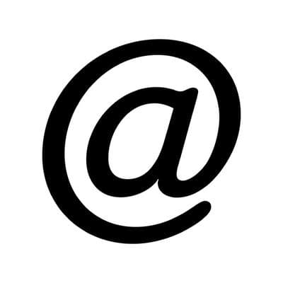 Ray Tomlinson. @. 1971. Here displayed in ITC American Typewriter Medium, the closest approximation to the character used by a Model 33 Teletype in the early 1970s. (Courtesy MoMA)