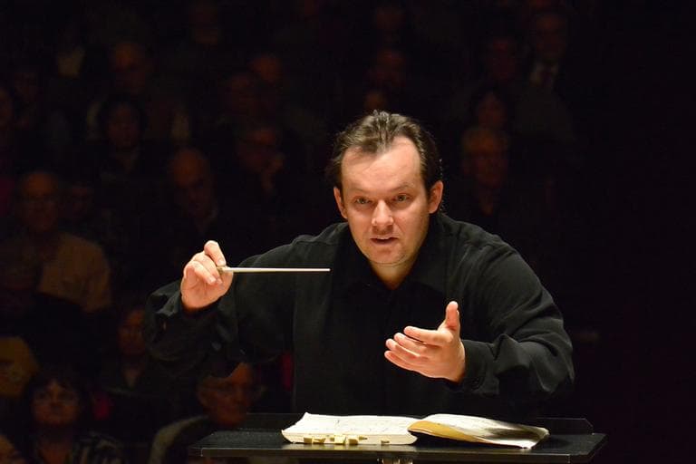 Andris Nelsons leads the Boston Symphony Orchestra in Tchaikovsky's "Symphony No. 5" on Jan. 31, 2013 at Symphony Hall in Boston. (Stu Rosner via BSO) 