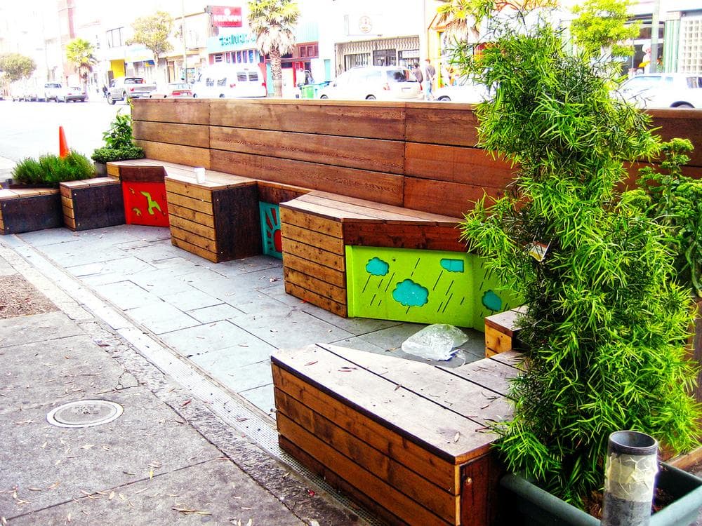 A "parklet" in San Francisco, where the miniature parks were initially installed in 2010. (sfplanning/Flickr)