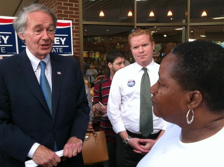Democratic U.S. Senate candidate Ed Markey campaigns in West Roxbury. (Fred Thys/WBUR)