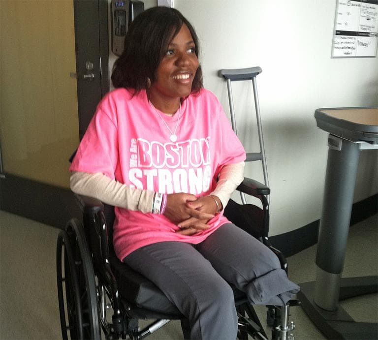 Mery Daniels on her last day at Spaulding. (Delores Handy/WBUR)