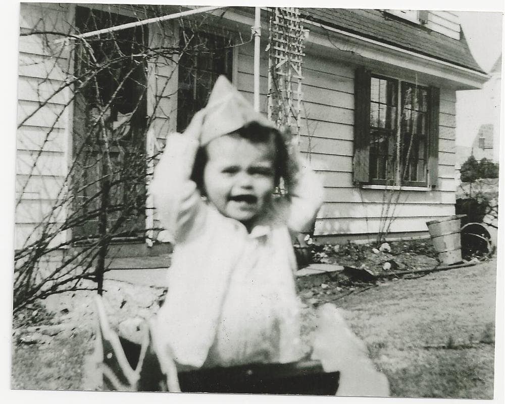 Geraldine Morenski, wearing her father's army issue cap. (Courtesy)