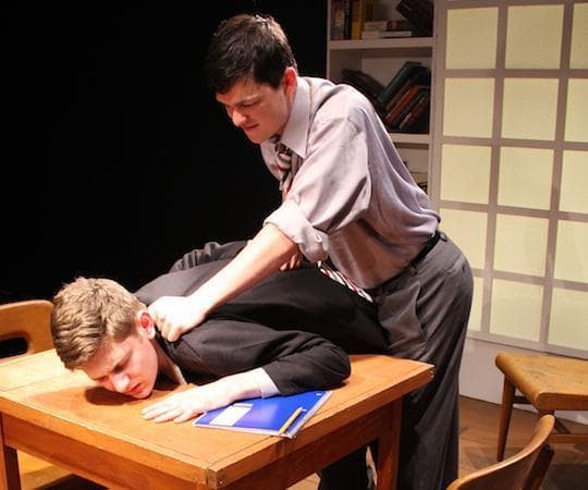 Bennett thrashes his classmate, Alex. (Richard Hall/Silverline Images)