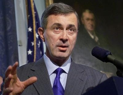Gov. Paul Cellucci addresses the media during a news conference at the State House in Boston, Tuesday, Feb. 22, 2000. (Steven Senne/AP)