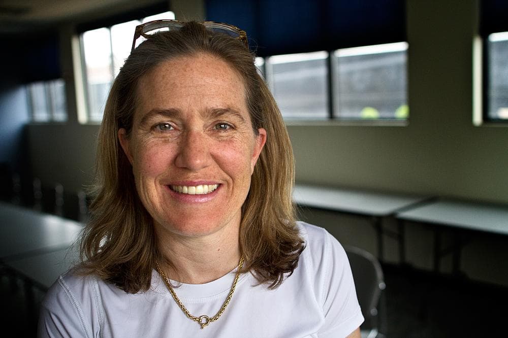 Caroline Elkins is pictured in the Here &amp; Now studios on June 11, 2013. (Jesse Costa/WBUR)