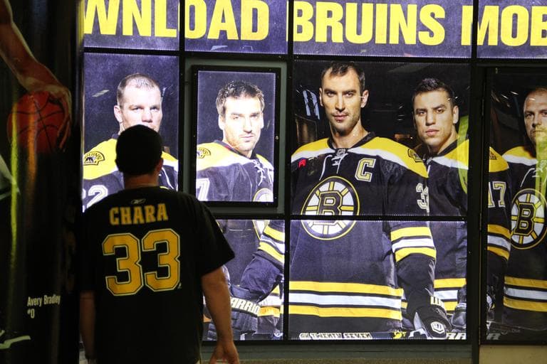 A Zdeno Chara fan waits for game 4 to start. (Jared Bennett/ WBUR)