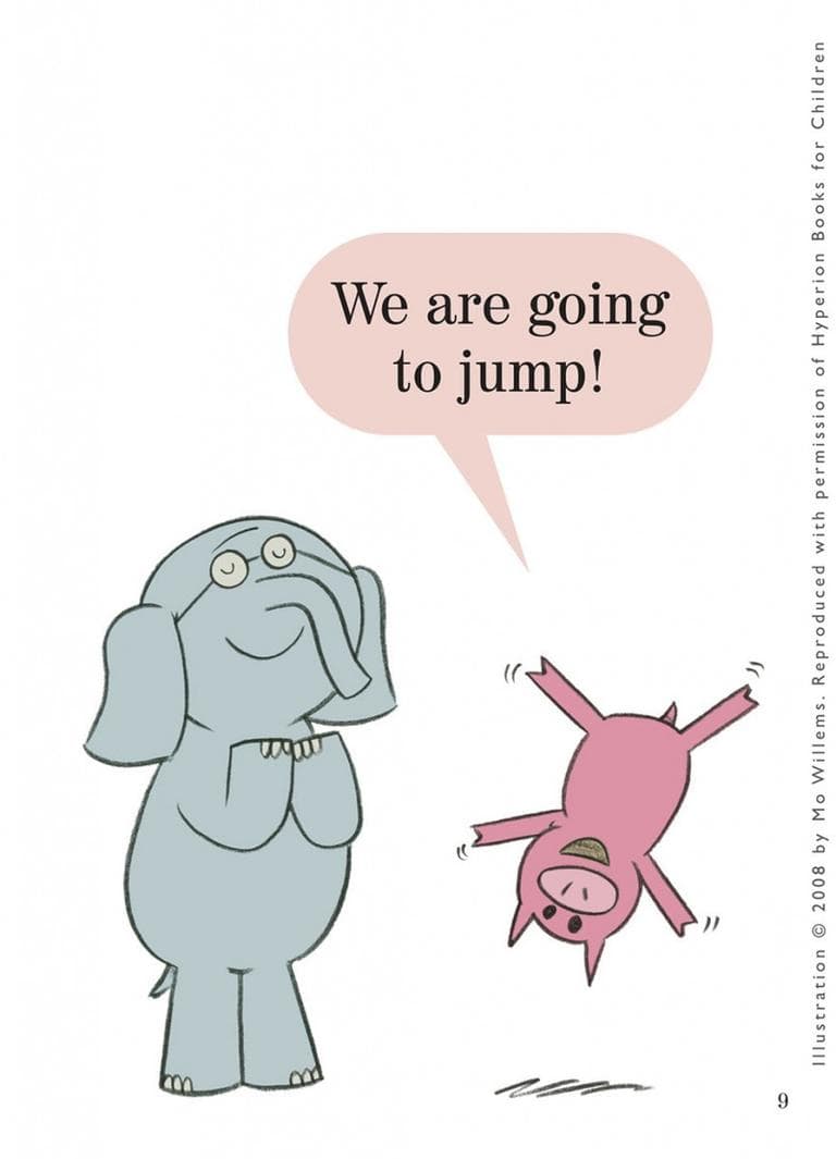 Elephant and Piggie in Mo Willems's "Are You Ready to Play Outside?," 2008. (Mo Willems/Courtesy of Hyperion Books for Children)