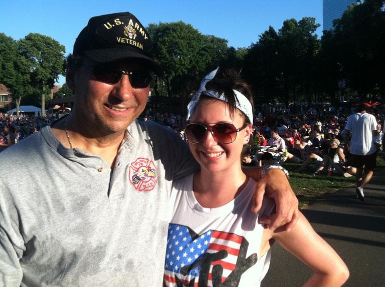 Bill Curcie, a retired fireman from Long Island, New York came with his daughter Kristen. (Andrea Shea/WBUR)