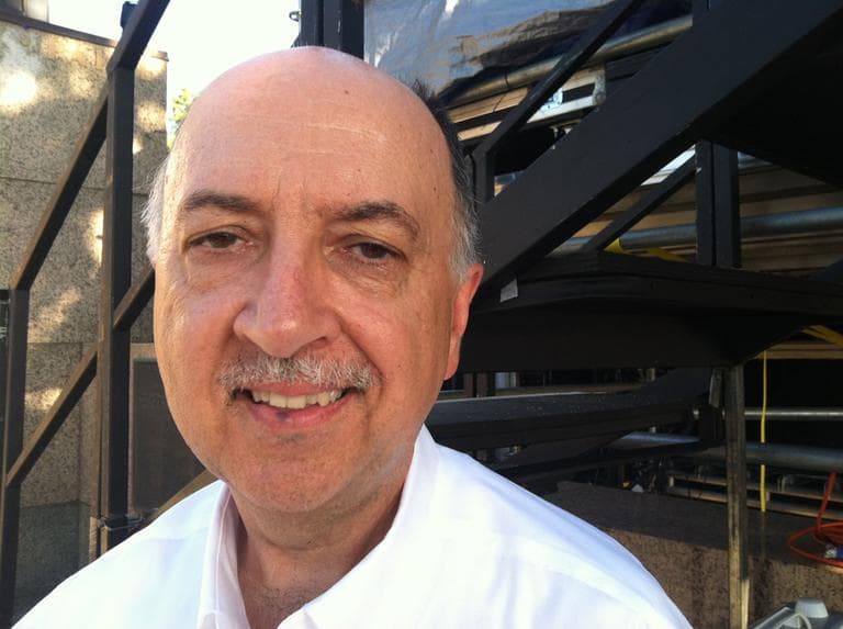 Boston Pops percussionist Pat Hollenbeck, who has performed in 31 Fourth of July concerts at the Hatch Shell. (Andrea Shea/WBUR)