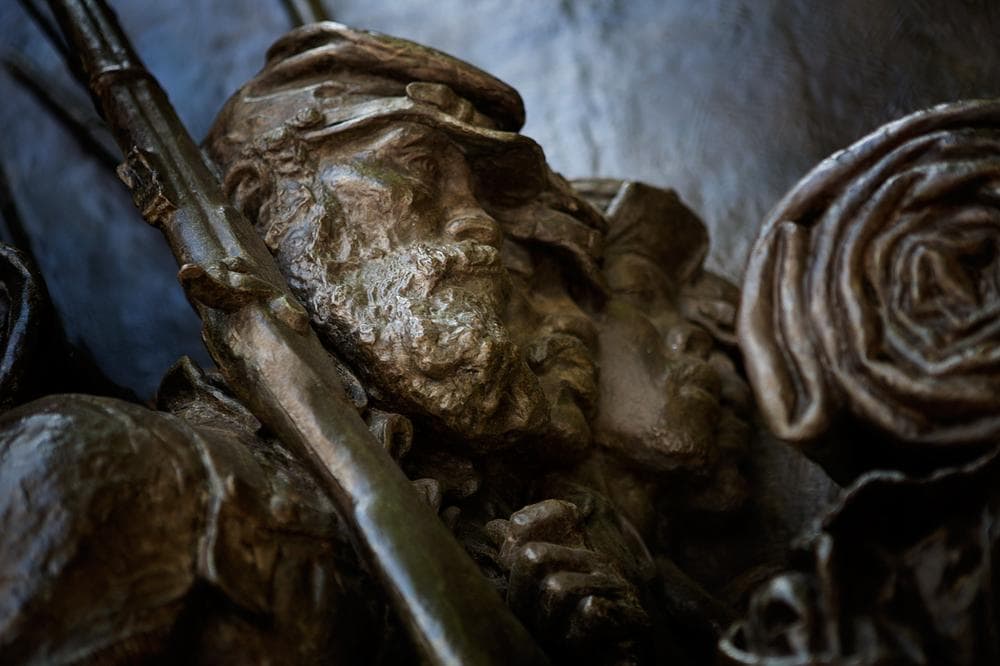 Detail of the Shaw memorial on Boston Common. (Jesse Costa/WBUR)