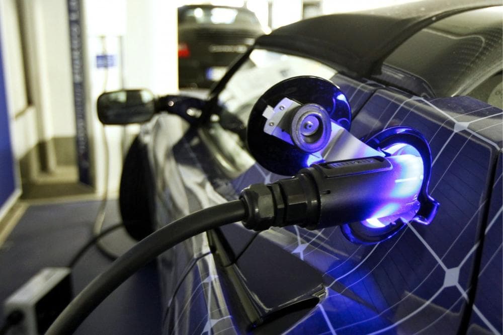 A Tesla car in Frankfurt, Germany. (AP)