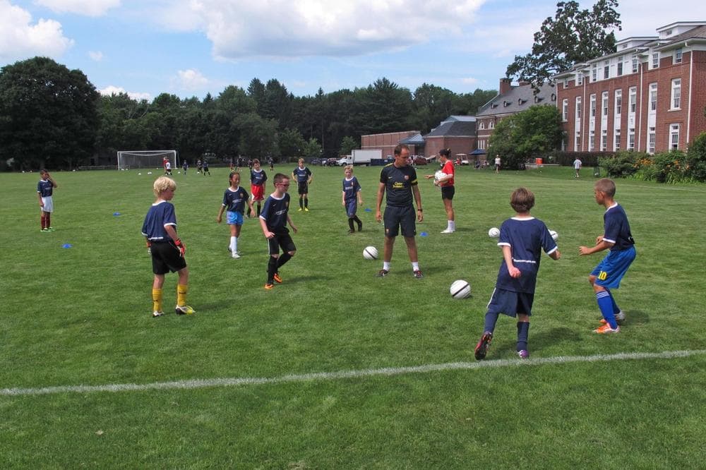 FC Barcelona hosted a soccer camp for kids at the Middlesex School in Concord, Mass. this week. (Bill Littlefield/Only A Game)