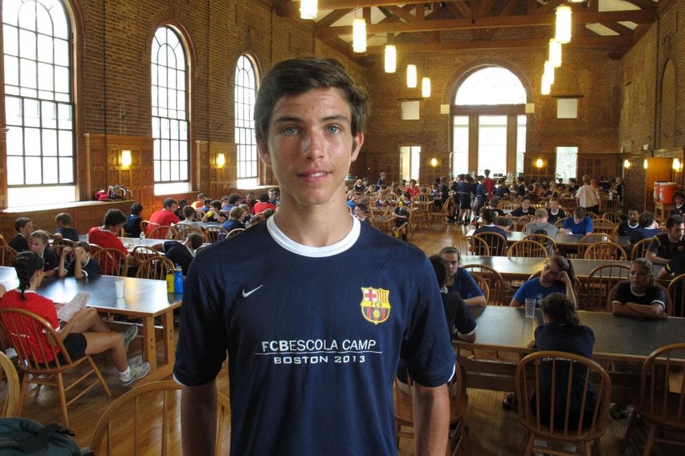 Christian Steffano, 14, of Quebec hopes to be one of the two campers selected to make a visit to Barcelona. (Bill Littlefield/Only A Game)