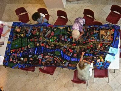 Working on the "Mending Boston" quilt. (Courtesy photo)
