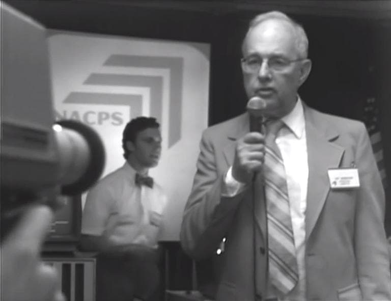 Film critic Gerald Peary plays the role of Pat Henderson in the new film "Computer Chess." (YouTube)