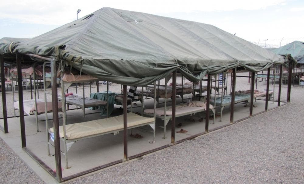 One of the units at the Phoenix, Arizona, outdoor detention center known as Tent City. Temperatures in the bunks can reach 130 degrees in the summer (Jude Joffe-Block/Fronteras Desk)