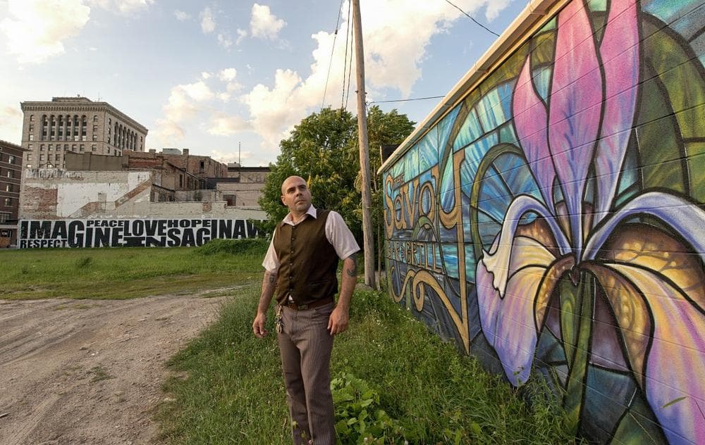 Artist Eric Schantz is pictured in Saginaw, Michigan. (Doug Coombe/Michigan Radio)