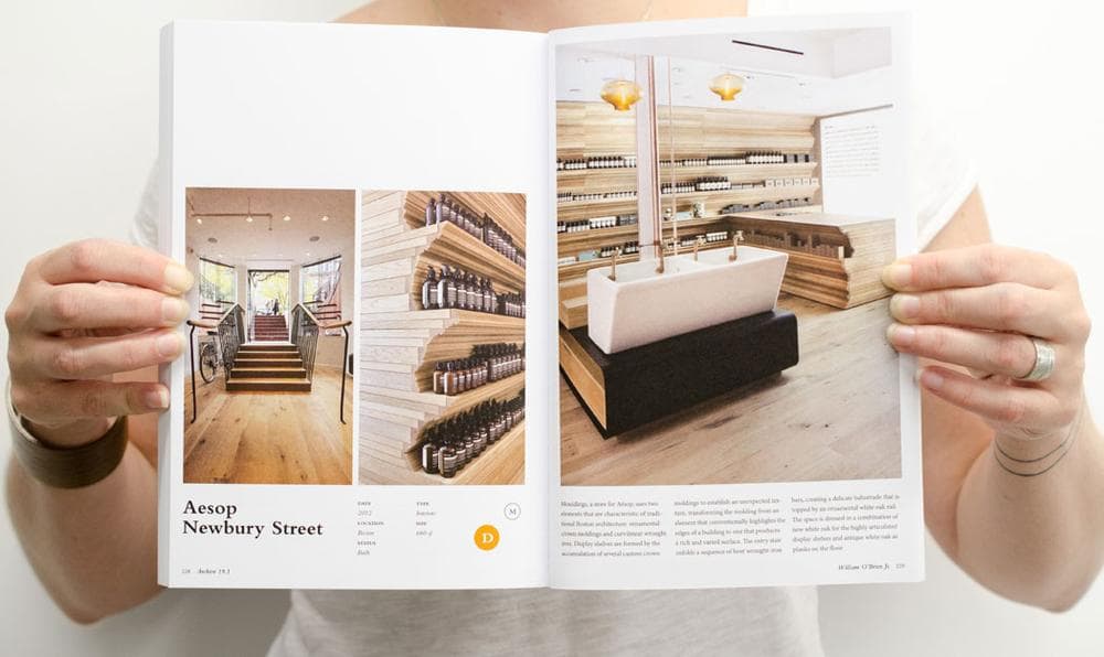 William O’Brien Jr.’s sleek interior for Aesop Newbury Street. (Courtesy photo)