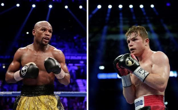 Floyd Mayweather (left) will fight Saul "Conelo" Alvarez in what could be one of the most lucrative fights in recent history. (AP)