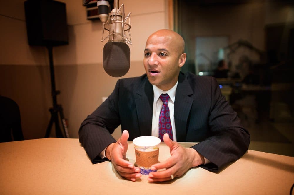 John Barros, at WBUR, in September 2013 (Jesse Costa/WBUR)