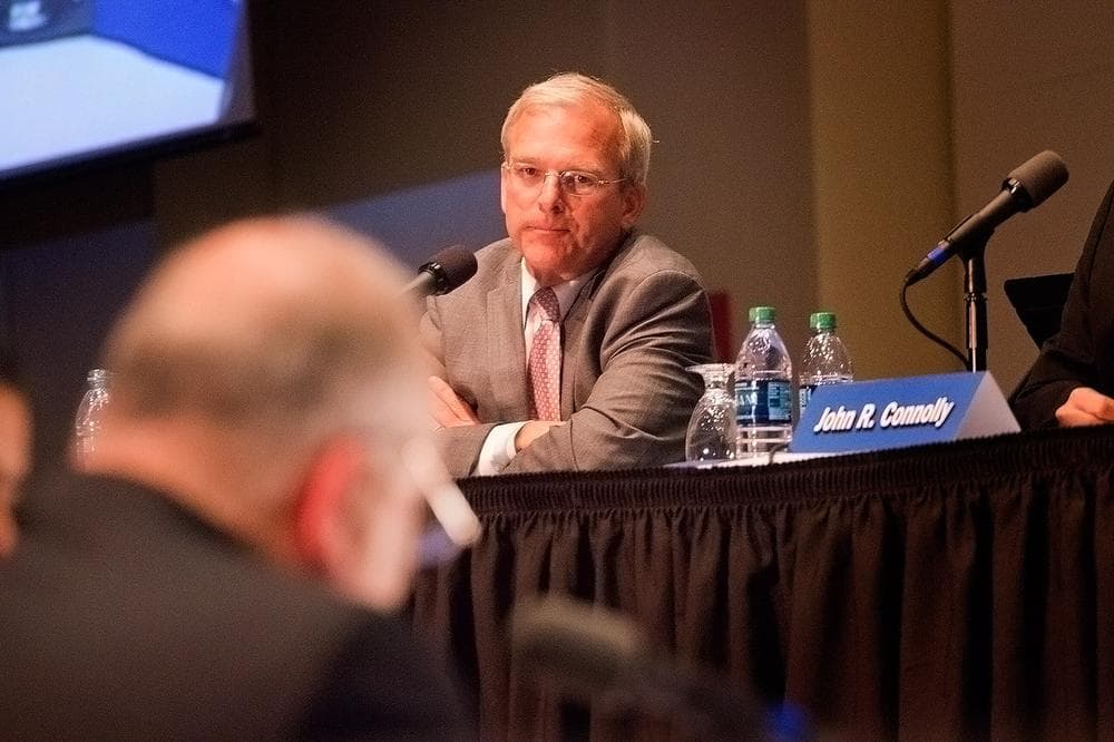 Bill Walczak, who has put opposition to the proposed Suffolk Downs casino at the center of his campaign, speaks about the issue. (Jesse Costa/WBUR)
