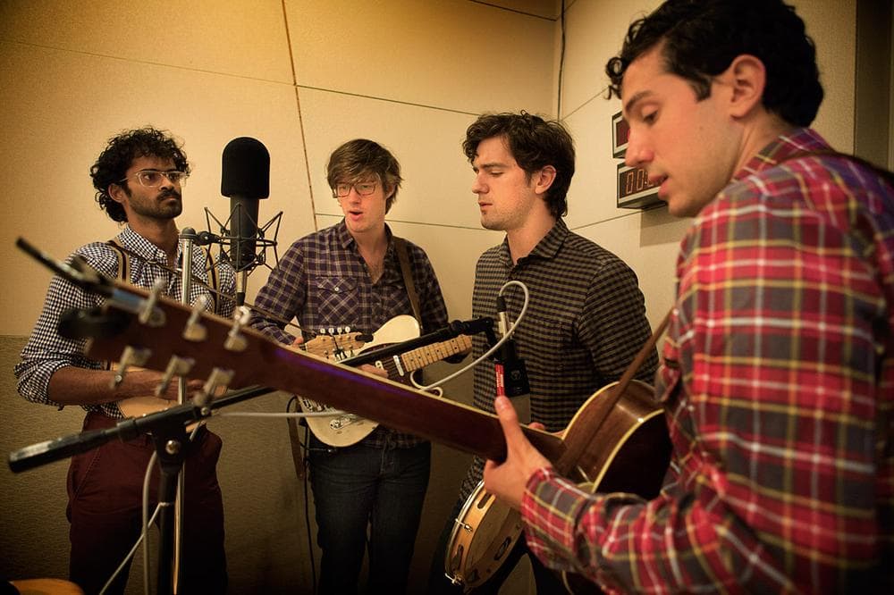 Darlingside plays at WBUR. (Jesse Costa/WBUR)