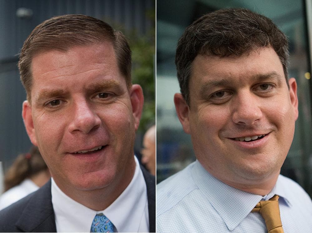 Rep. Marty Walsh, left, and City Councilor John Connolly (WBUR File)
