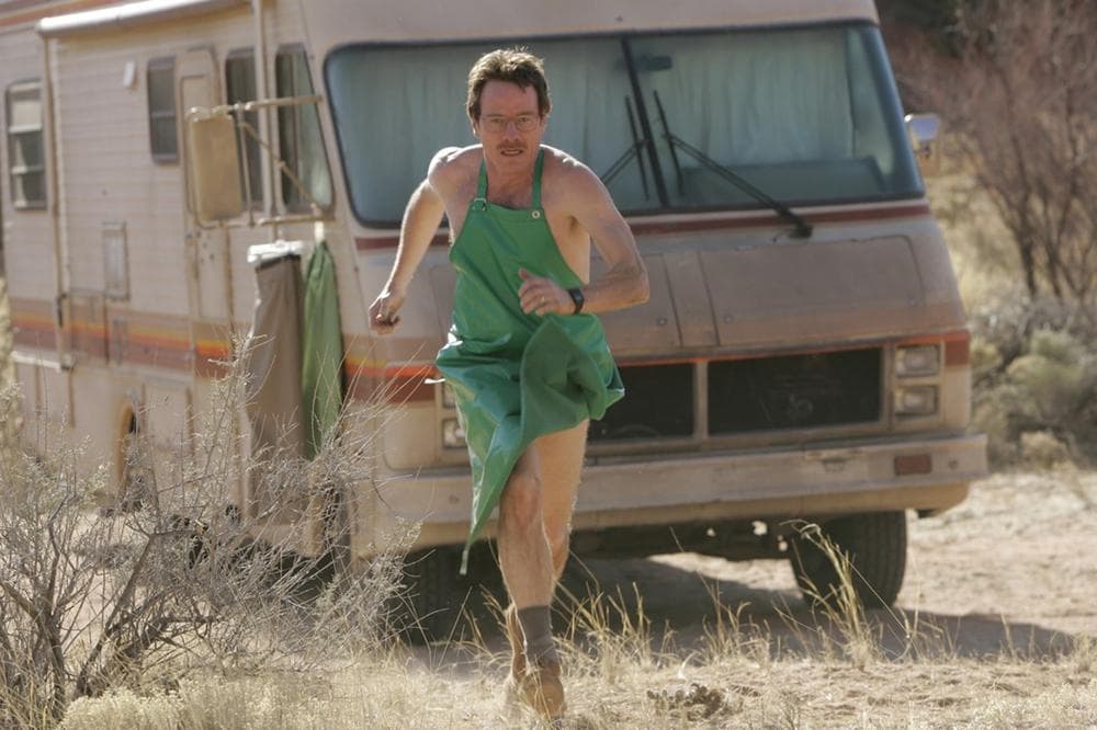 In this photo, Walter White (Bryan Cranston) runs for his life in an early episode of the AMC drama series "Breaking Bad." (Doug Hyun/AMC/AP)