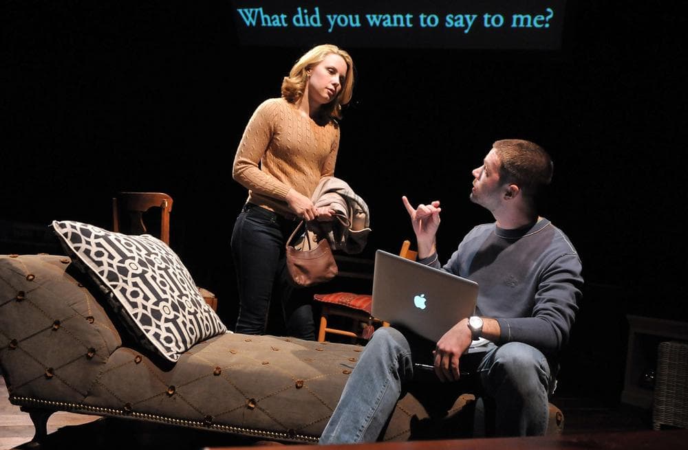 Erica Spyres and James Caverly in a scene from SpeakEasy Stage Company's Production of "Tribes." (Craig Bailey/Perspective Photo)