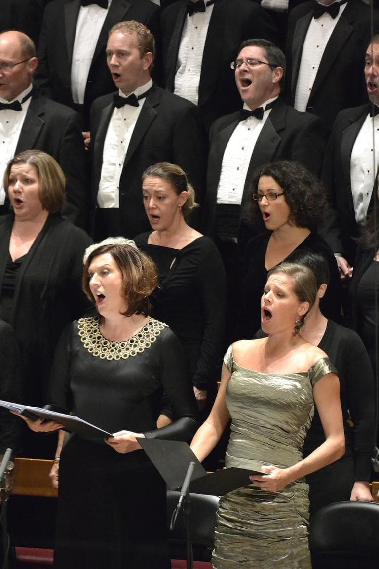 Sarah Connolly, Camila Tilling and the Tanglewood Festival Chorus. (Stu Rosner)