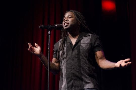 Ben Cunningham performs at the Story Collider in Cambridge on August 27. 