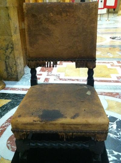 A chair that once belonged to John Endicott, Massachusetts' first governor (Andrea Shea/WBUR)