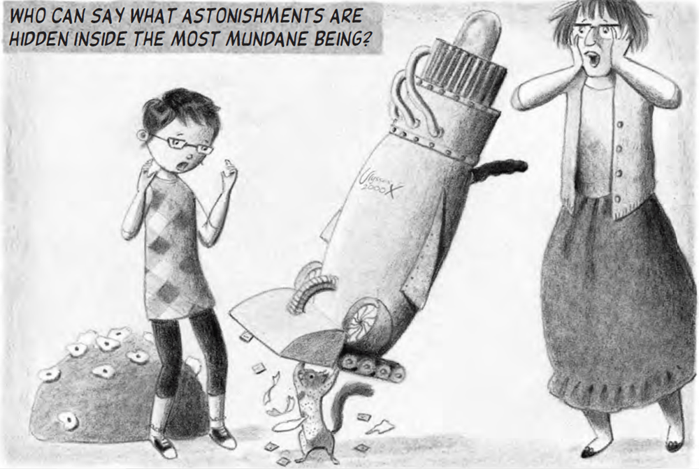 An illustration from "Flora &amp; Ulysses" by Kate DiCamillo and illustrated by K.G. Campbell. (Candlewick Press)