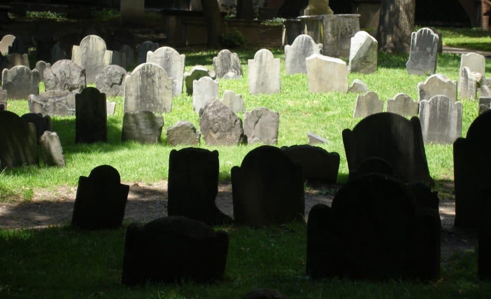 Here & Now's Alex Ashlock spoke to historian Jill Lepore at the Granary Burying Ground in Boston, where Benjamin and Jane Franklin's parents are buried. (aScratch/Flickr)