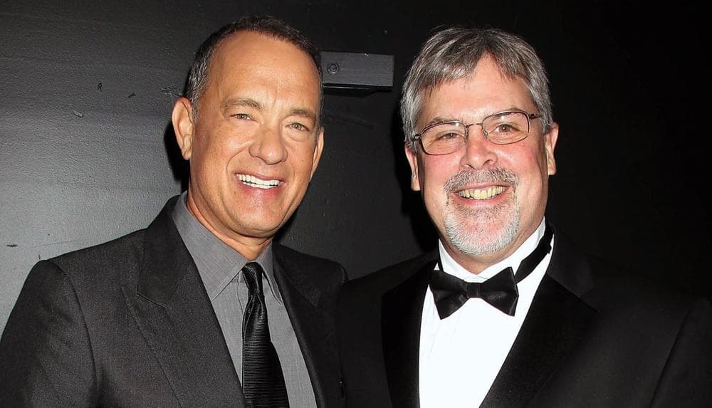 Tom Hanks, left, and Capt. Richard Phillips attend the world premiere of "Captain Phillips," Sept. 27, 2013, in New York. (Dave Allocca/StarPix via AP)