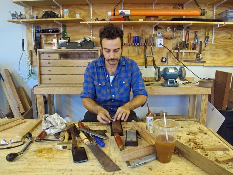 North Bennet Street School student Johnny Stong, of Philadelphia. (Andrea Shea/WBUR)