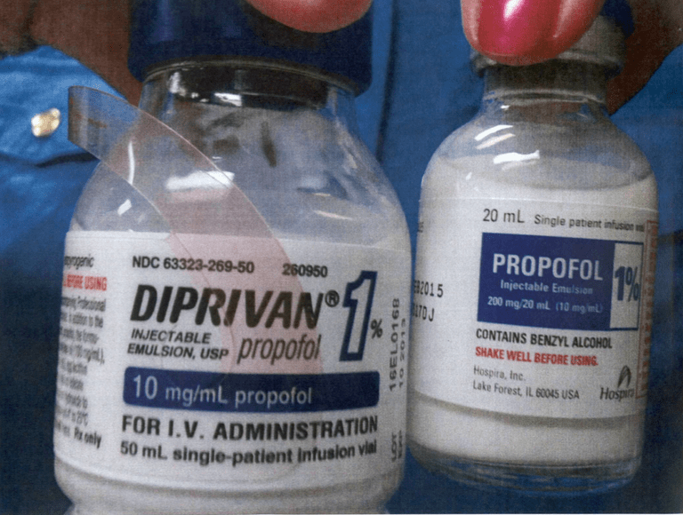 A picture of propofol in the possession of the Mo. Dept. of Corrections. Hospira, the manufacturer, says it was sold by an unauthorized dealer. (Mo. Dept of Corrections via sunshine request/St. Louis Public Radio)