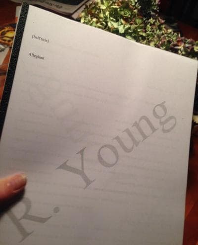 Here's Robin Young's advanced copy of "Allegiant." To ensure no pages were leaked, her name was printed on each page! (Robin Young/Twitter)