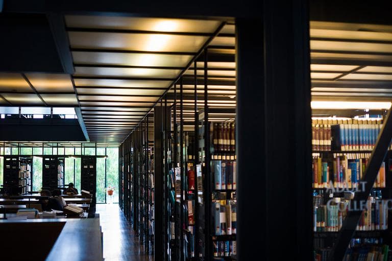 The Menino wing, added in 2000, doubled the size of the Hyde Park branch of the Boston Public Library. (Dominick Reuter for WBUR)
